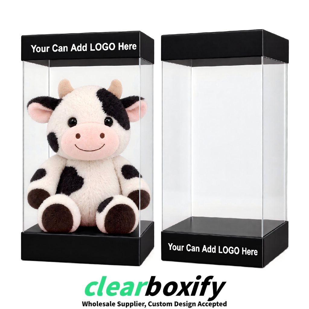 Black Clear Toy Display Boxes with White Base & Top | Wholesale Bulk Packaging