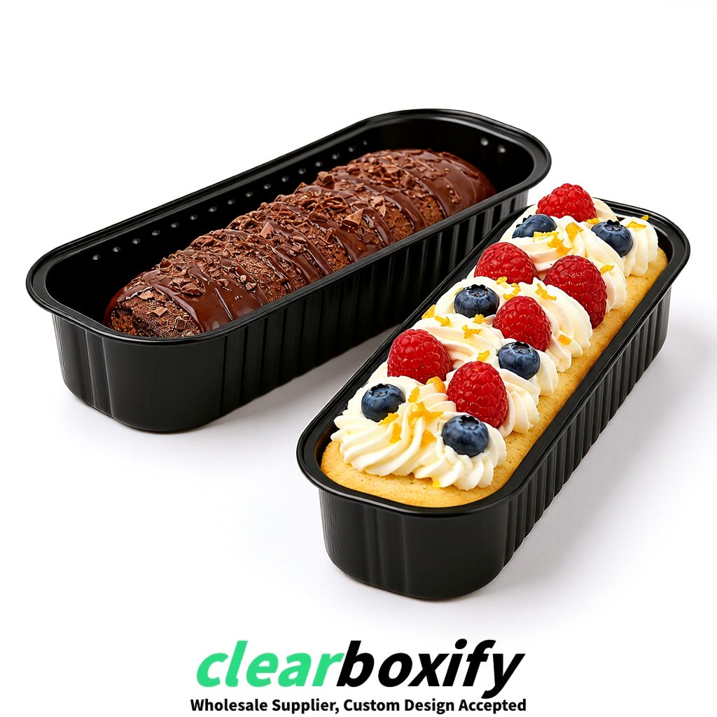 Black Mini Loaf Pans with Clear Lids 6.8oz Rectangular Aluminum Foil Baking Pans Supplier