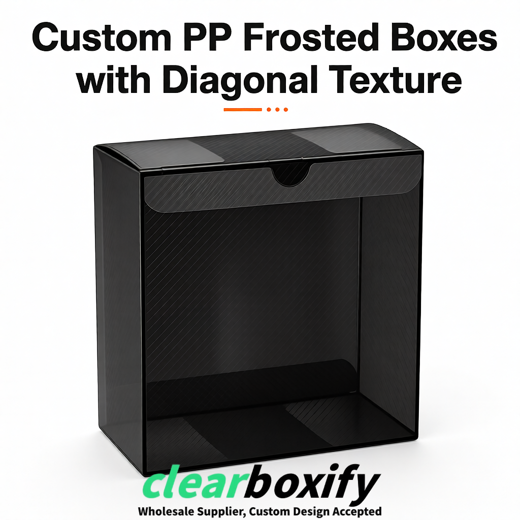 Black Matte PP Frosted & Diagonal Texture Boxes with Diagonal Texture
