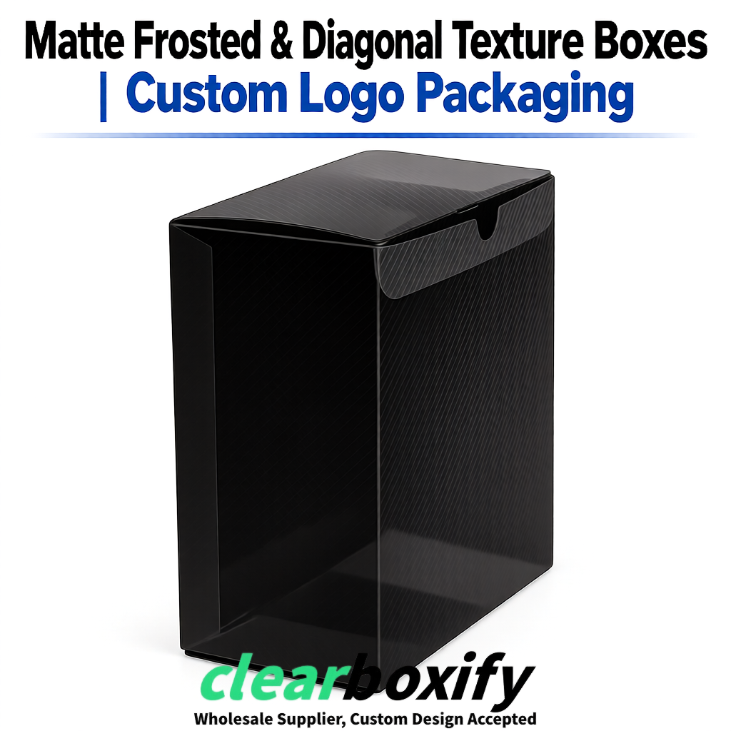 Black Matte PP Frosted & Diagonal Texture Boxes with Diagonal Texture
