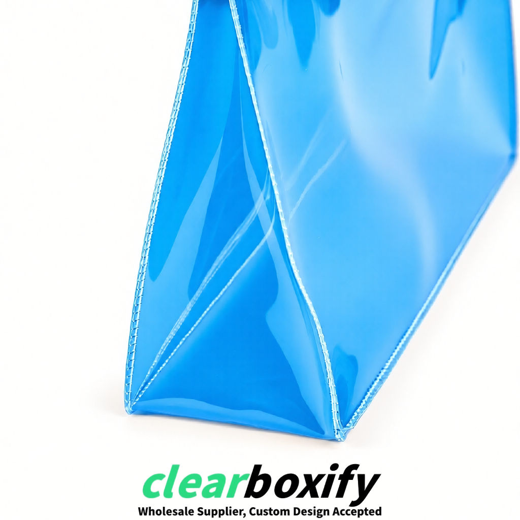 Blue EVA/PVC Cosmetic Bags | OEM/ODM Clear Zipper Makeup Pouches
