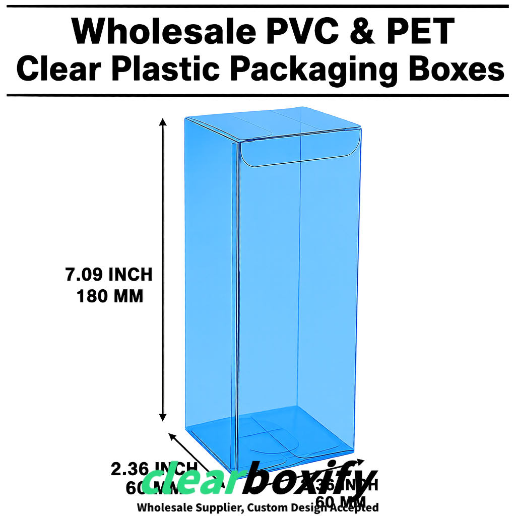 PPWR-Aligned Blue Translucent PVC & PET Boxes 60x60x180mm 76x76x76mm 70x70x70/100/120mm
