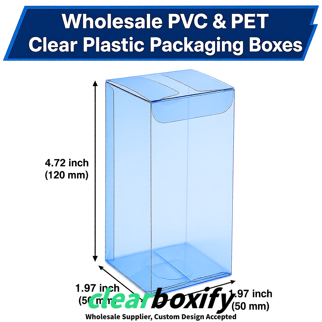 Blue Wholesale Clear PVC & PET Boxes 50x50x120/150/200mm 60x60x60/120 mm