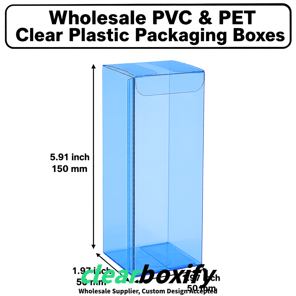 Blue Wholesale Clear PVC & PET Boxes 50x50x120/150/200mm 60x60x60/120 mm