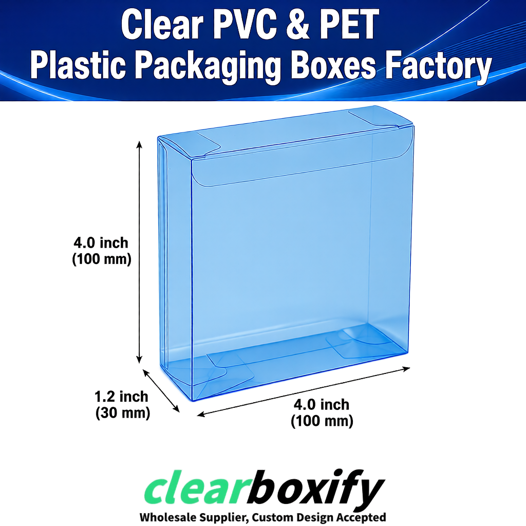 Wholesale Blue Clear PVC & PET Boxes 90x90x90mm 100x100x30/50/100mm