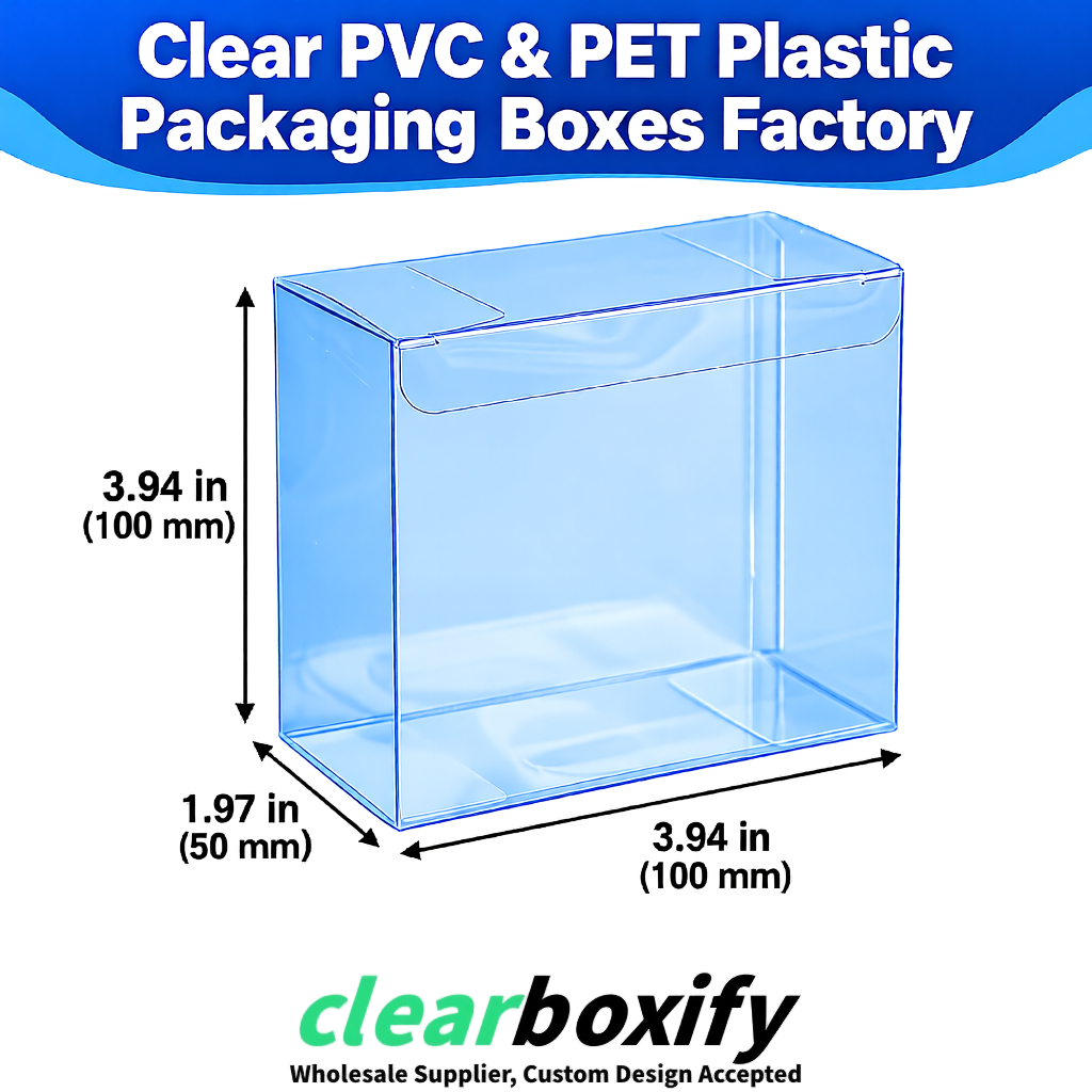 Wholesale Blue Clear PVC & PET Boxes 90x90x90mm 100x100x30/50/100mm