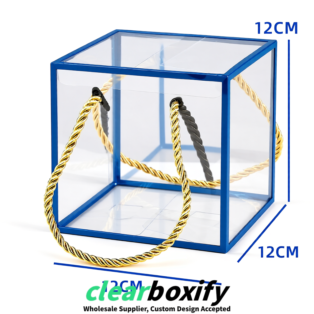 Blue Private Label Clear PVC, PP, PET Tote Bags & Handbags Wholesale