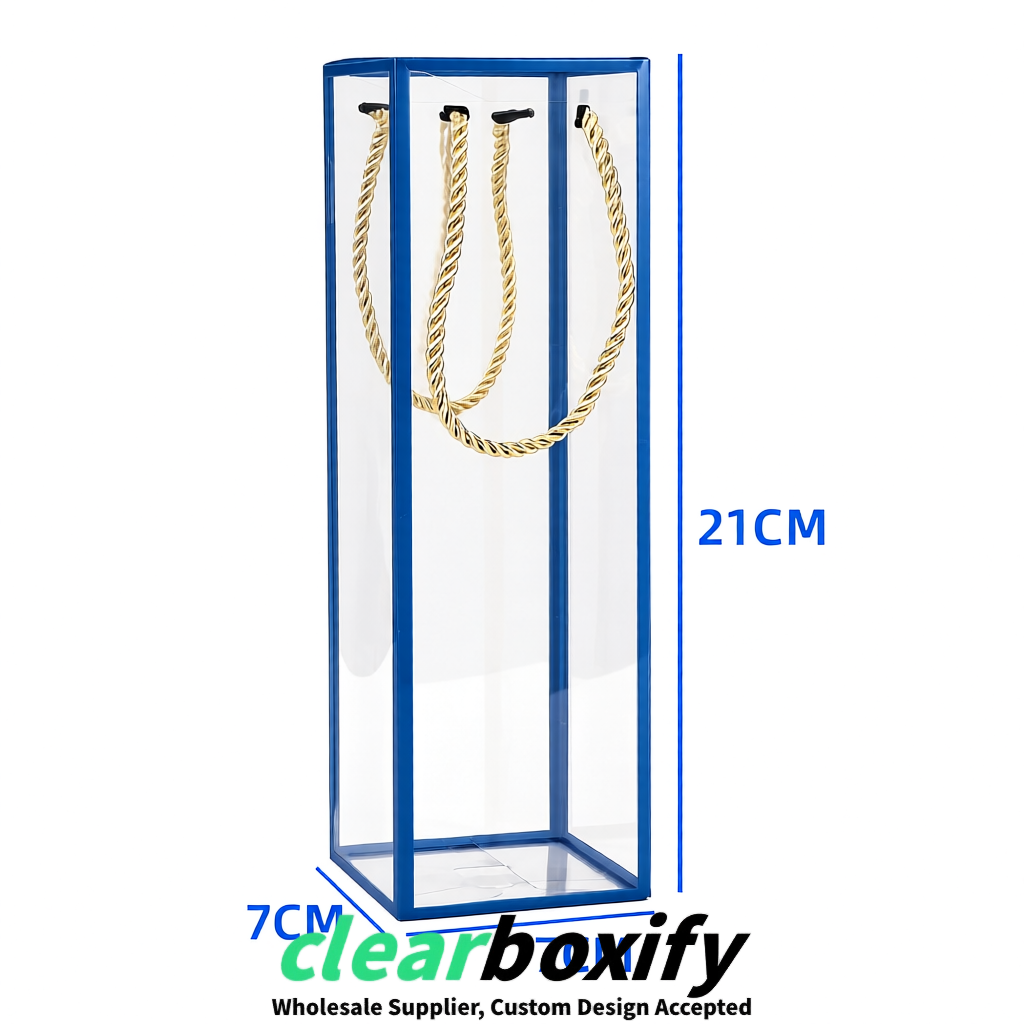 Blue Private Label Clear PVC, PP, PET Tote Bags & Handbags Wholesale