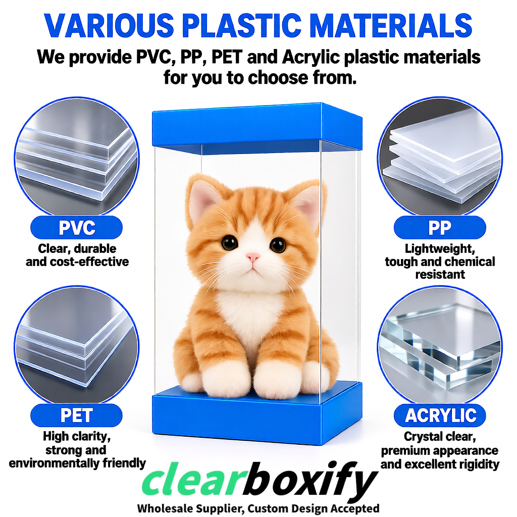 Blue Clear Toy Display Boxes with White Base & Top | Wholesale Bulk Packaging