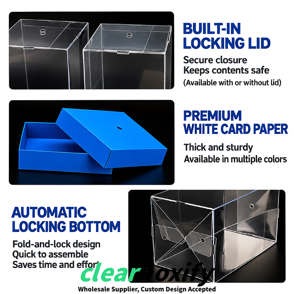 Blue Clear Toy Display Boxes with White Base & Top | Wholesale Bulk Packaging
