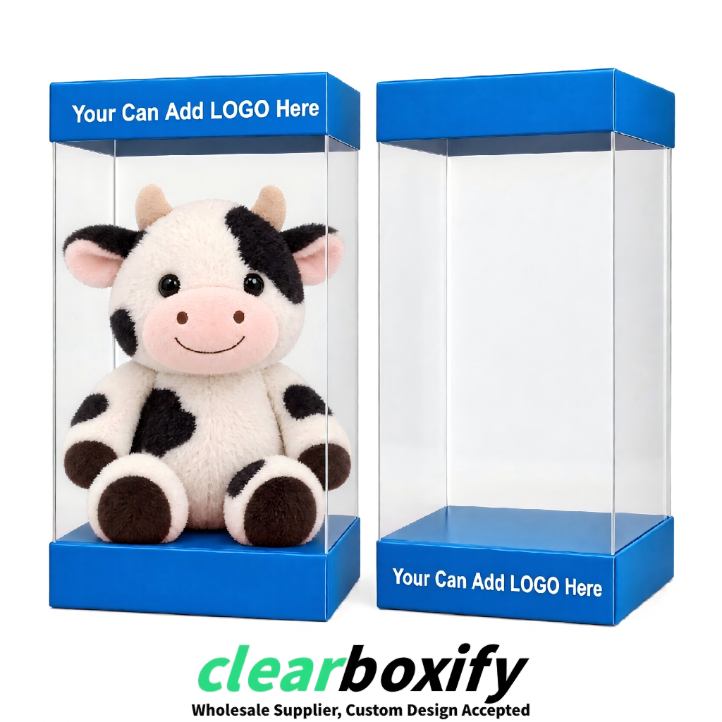 Blue Clear Toy Display Boxes with White Base & Top | Wholesale Bulk Packaging