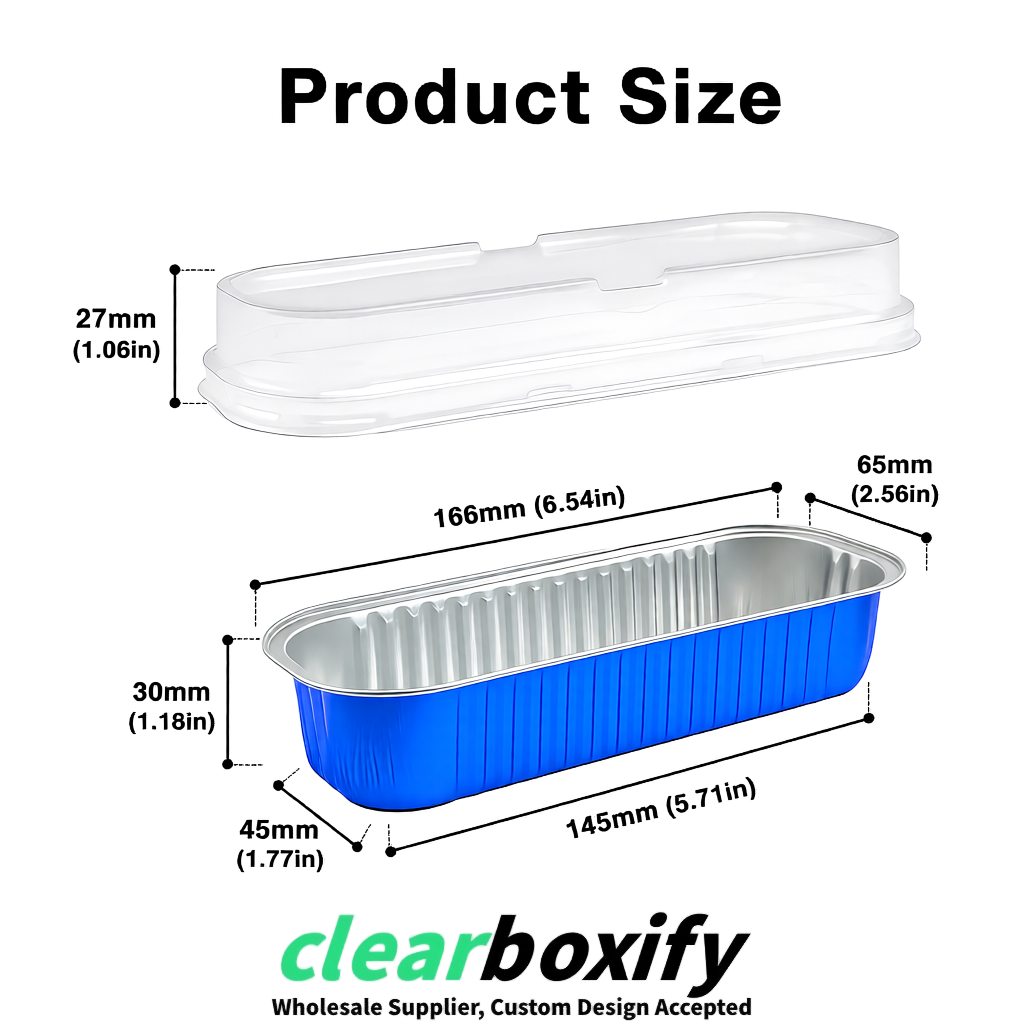 Blue Mini Loaf Pans with Clear Lids 6.8oz Rectangular Aluminum Foil Baking Pans Supplier