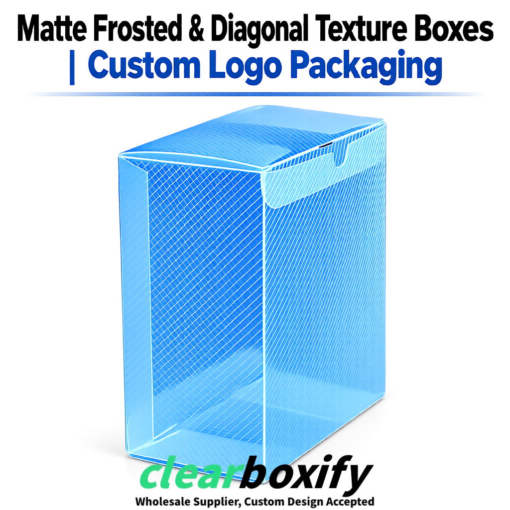 Blue Matte PP Frosted & Diagonal Texture Boxes with Diagonal Texture