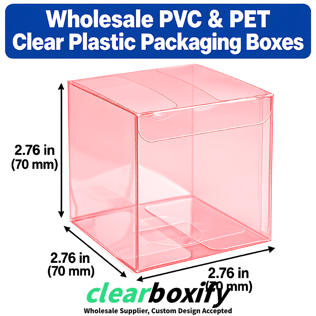 PPWR-Aligned Blush Translucent PVC & PET Boxes 60x60x180mm 76x76x76mm 70x70x70/100/120mm