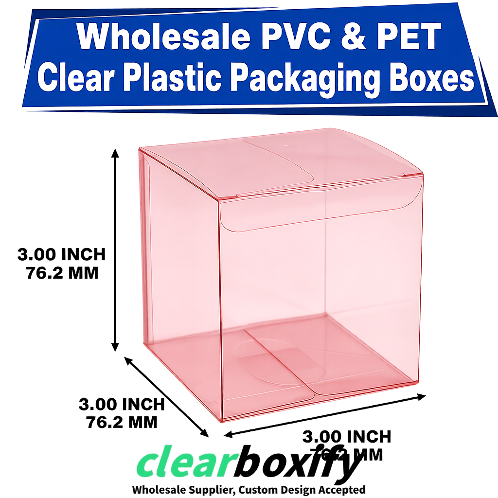 PPWR-Aligned Blush Translucent PVC & PET Boxes 60x60x180mm 76x76x76mm 70x70x70/100/120mm