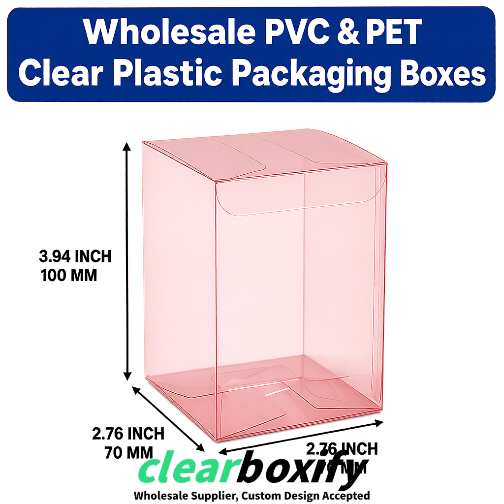PPWR-Aligned Blush Translucent PVC & PET Boxes 60x60x180mm 76x76x76mm 70x70x70/100/120mm
