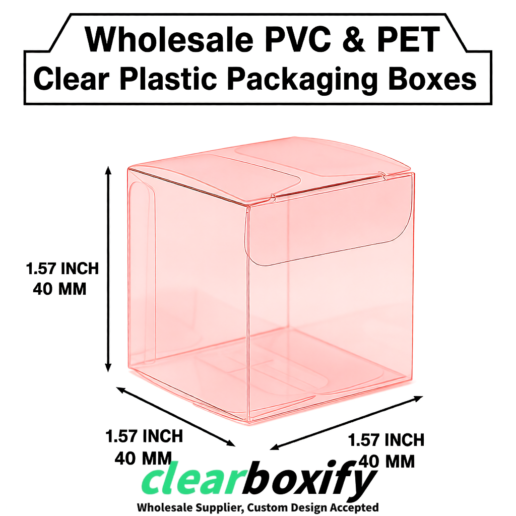 Blush Clear PVC & PET Boxes 38x38x38, 40x40x40, 50x50x50/80mm