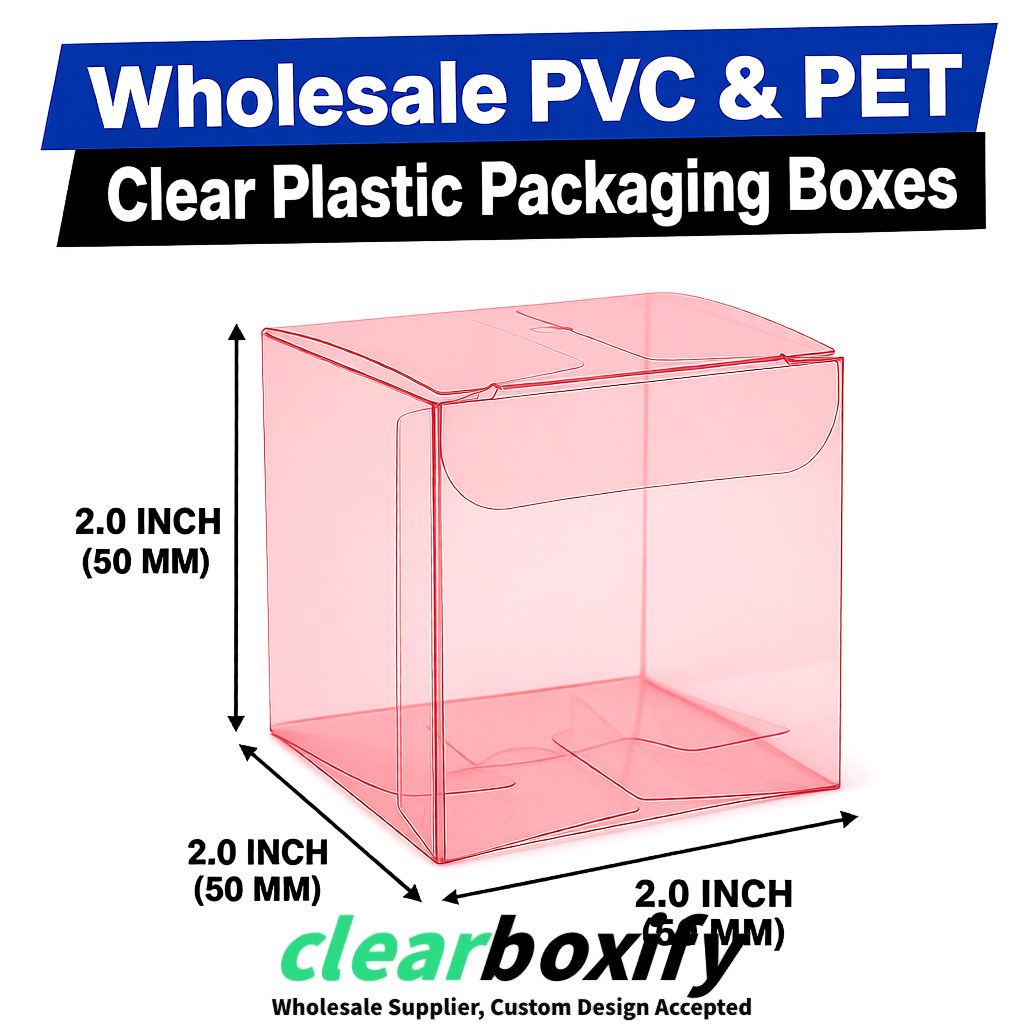 Blush Clear PVC & PET Boxes 38x38x38, 40x40x40, 50x50x50/80mm