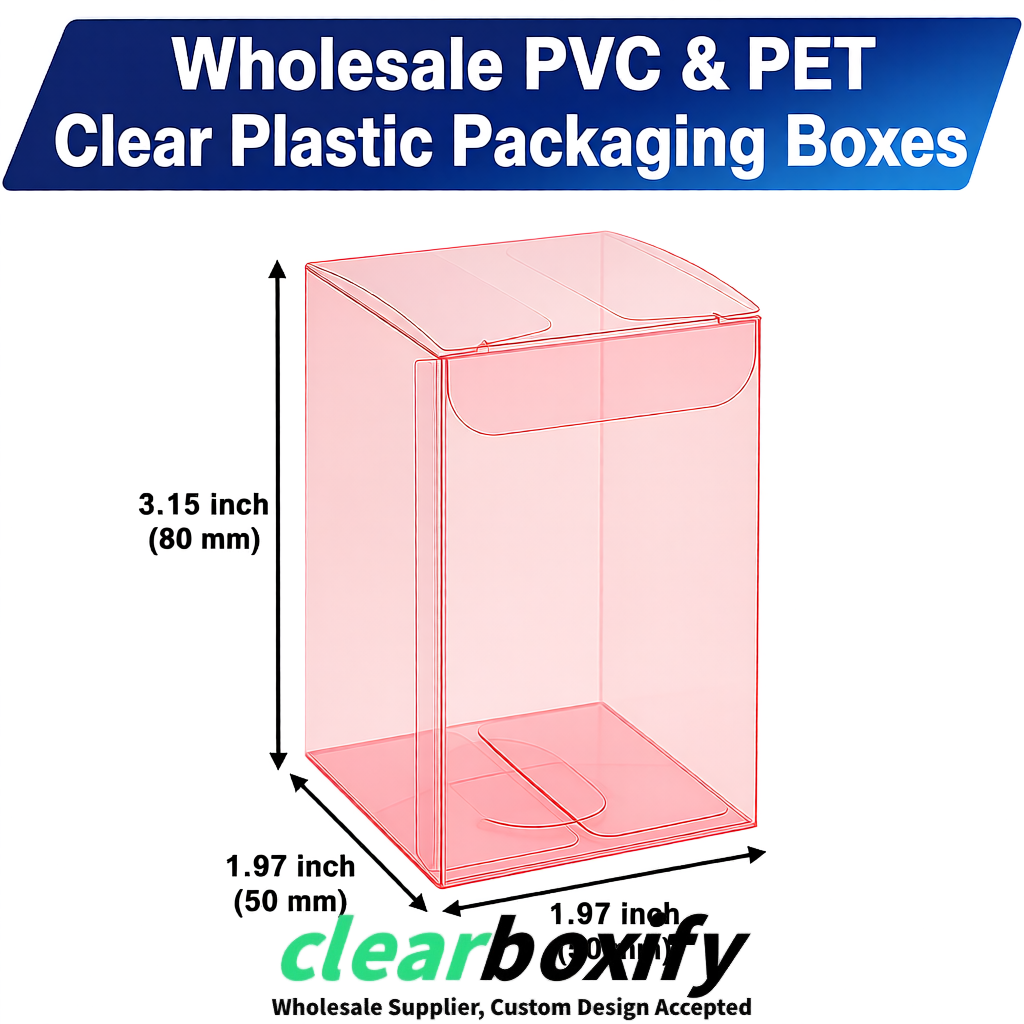 Blush Clear PVC & PET Boxes 38x38x38, 40x40x40, 50x50x50/80mm