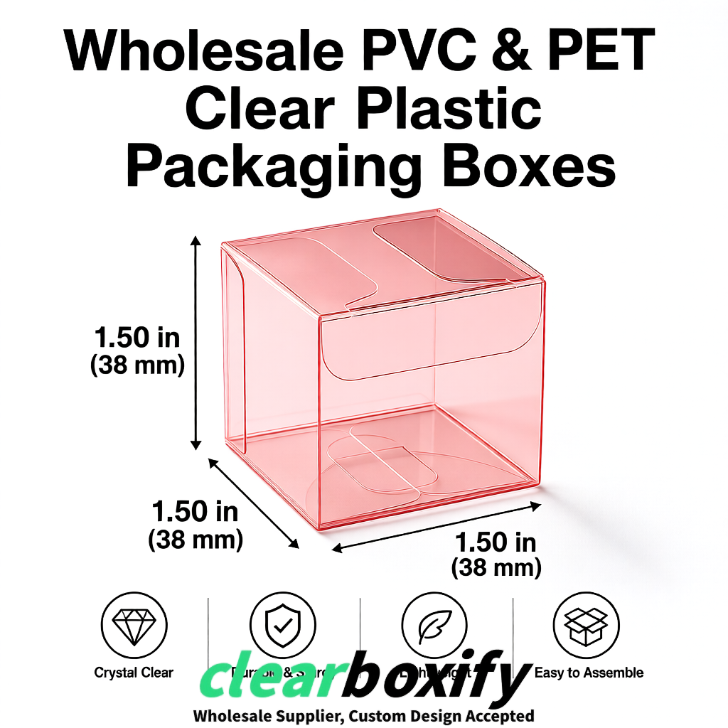 Blush Clear PVC & PET Boxes 38x38x38, 40x40x40, 50x50x50/80mm