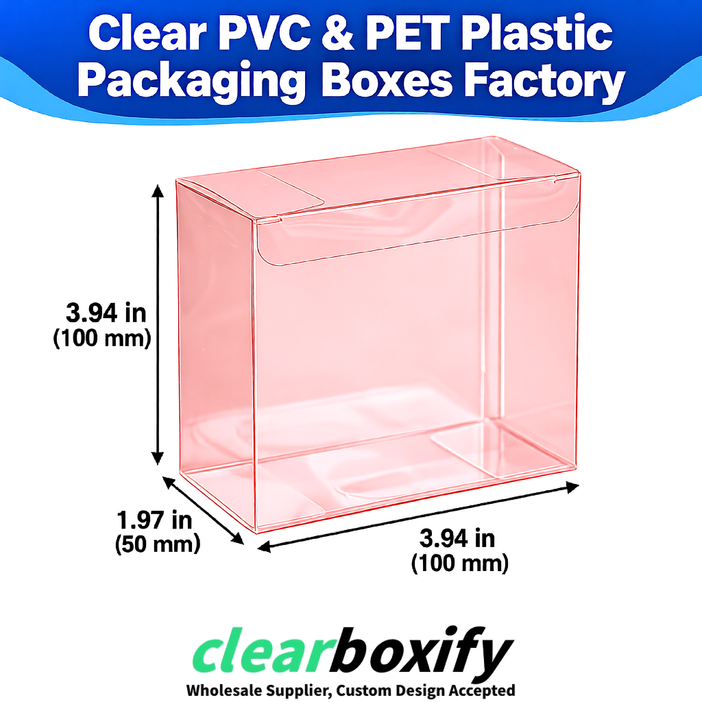 Wholesale Blush Clear PVC & PET Boxes 90x90x90mm 100x100x30/50/100mm