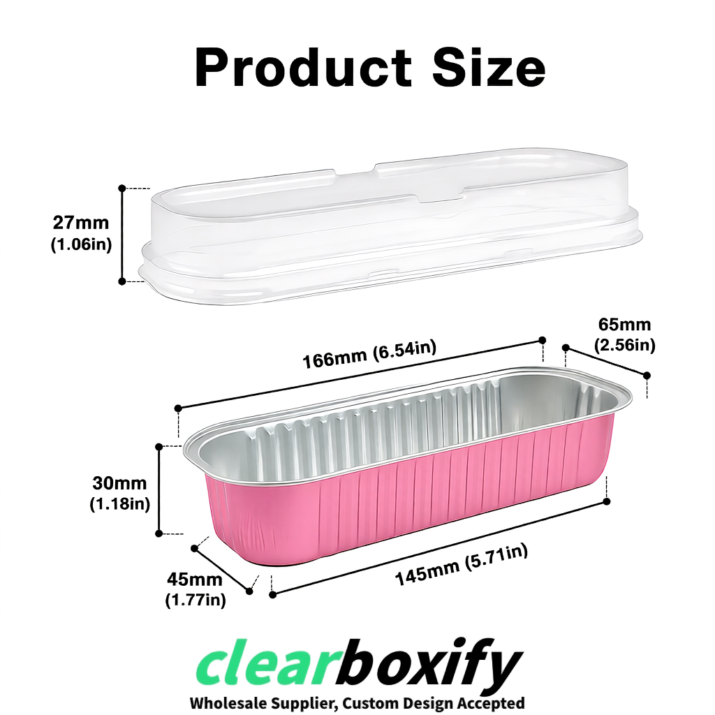 Blush Mini Loaf Pans with Clear Lids 6.8oz Rectangular Aluminum Foil Baking Pans Supplier