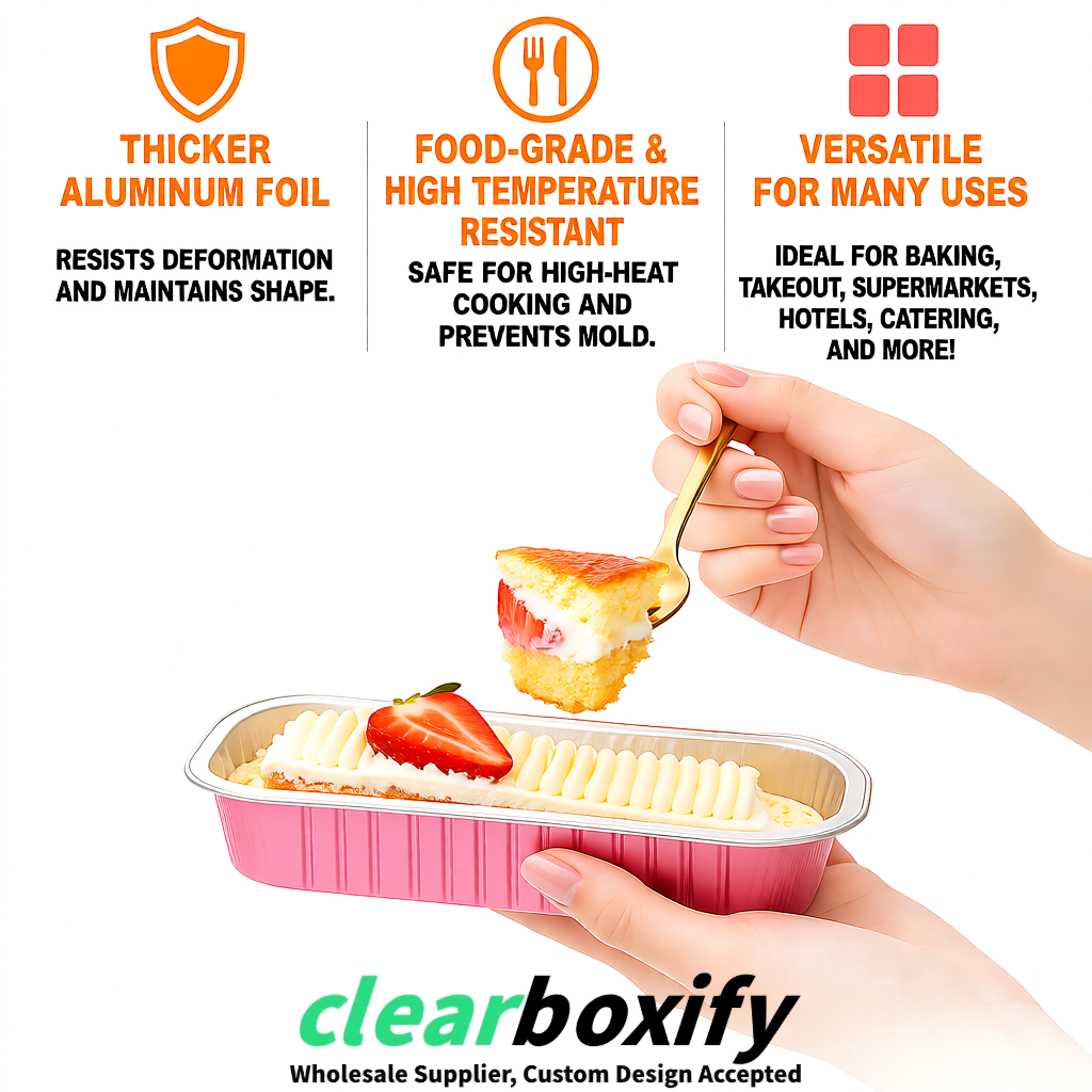 Blush Mini Loaf Pans with Clear Lids 6.8oz Rectangular Aluminum Foil Baking Pans Supplier