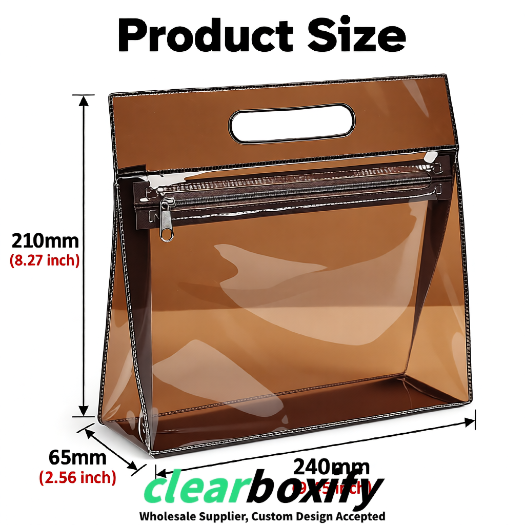 Bronze EVA/PVC Cosmetic Bags | OEM/ODM Clear Zipper Makeup Pouches