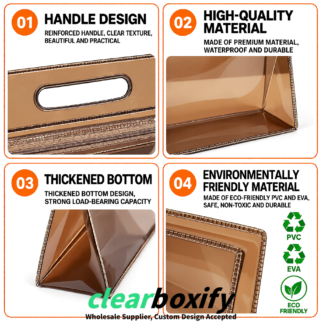 Bronze EVA/PVC Cosmetic Bags | OEM/ODM Clear Zipper Makeup Pouches
