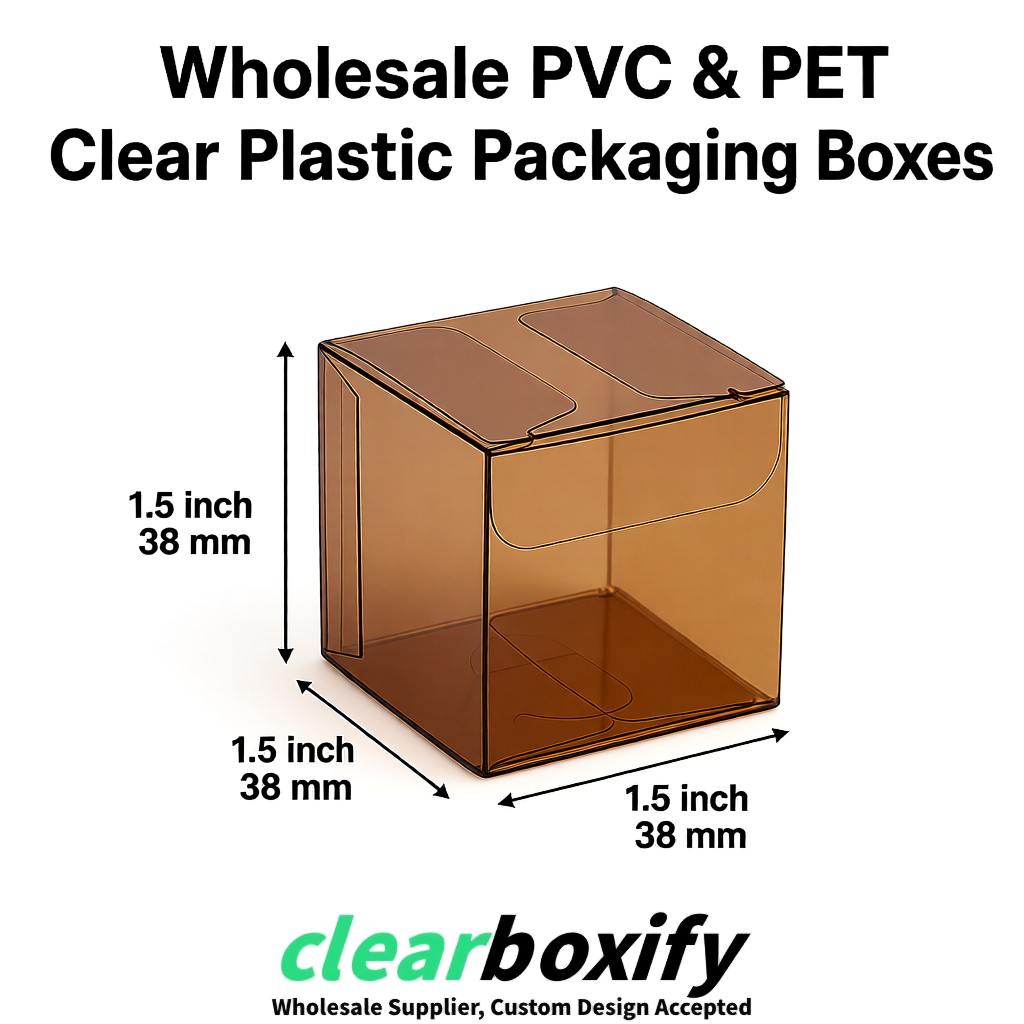 Bronze Clear PVC & PET Boxes 38x38x38, 40x40x40, 50x50x50/80mm