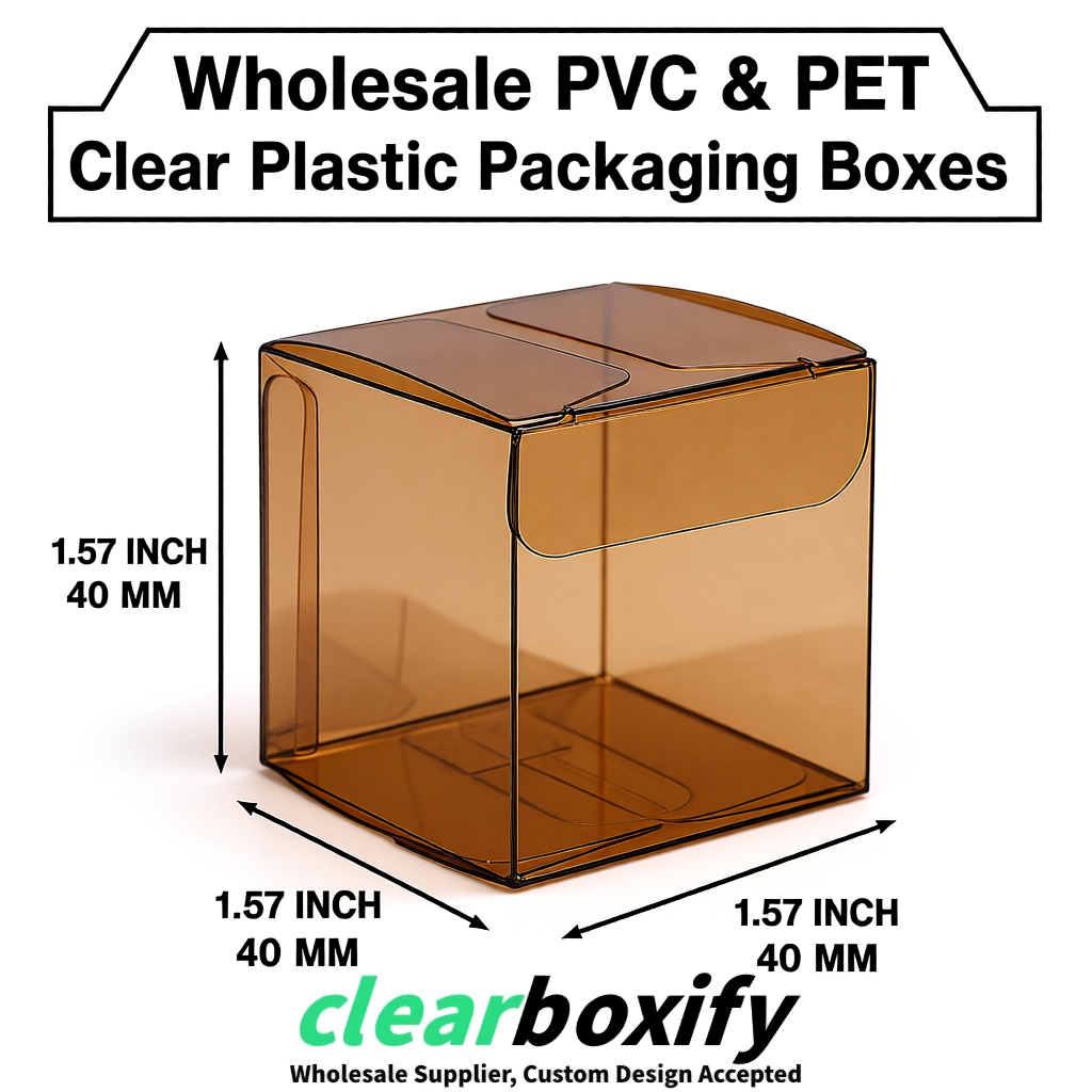 Bronze Clear PVC & PET Boxes 38x38x38, 40x40x40, 50x50x50/80mm