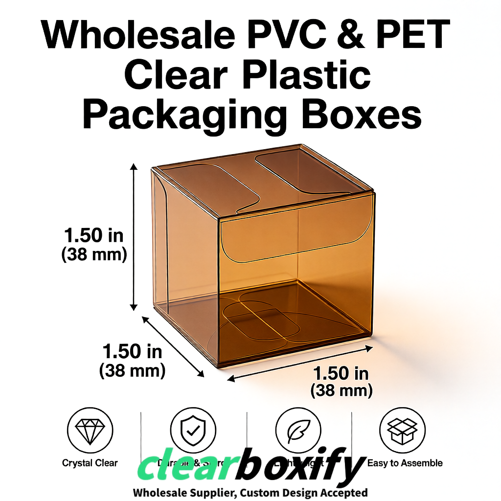 Bronze Clear PVC & PET Boxes 38x38x38, 40x40x40, 50x50x50/80mm
