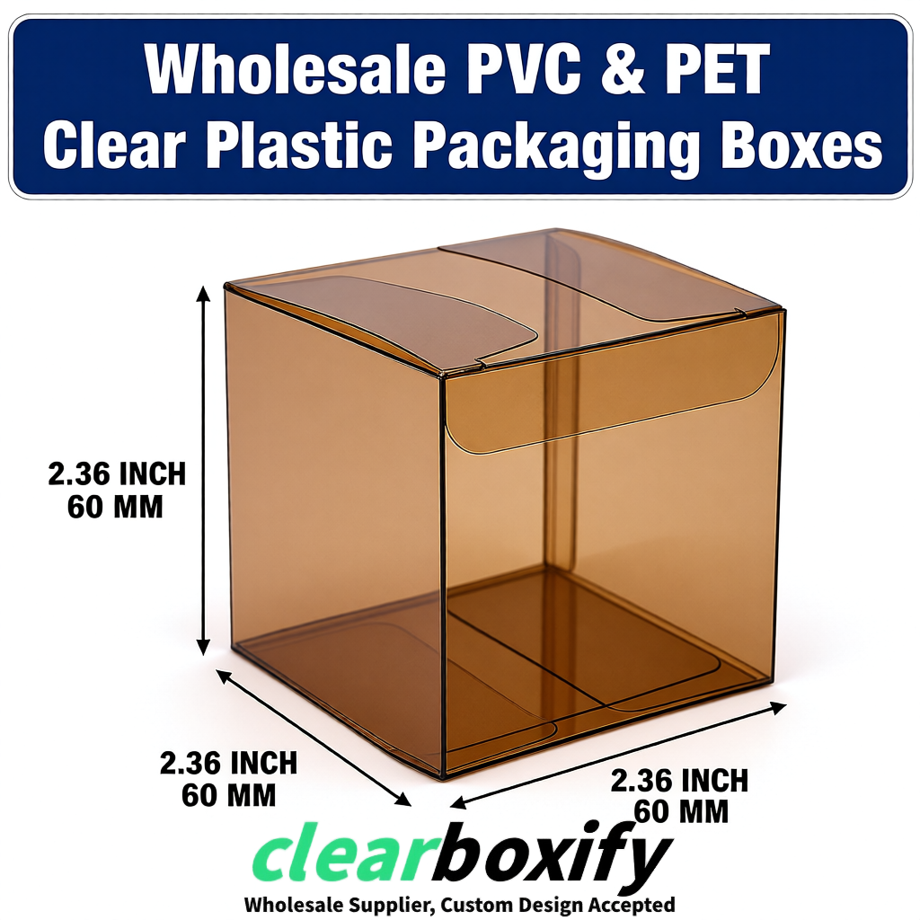 Bronze Wholesale Clear PVC & PET Boxes 50x50x120/150/200mm 60x60x60/120 mm