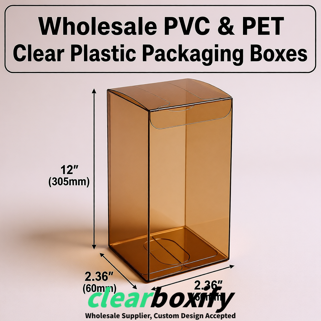 Bronze Wholesale Clear PVC & PET Boxes 50x50x120/150/200mm 60x60x60/120 mm Bronze Wholesale Clear PVC & PET Boxes 50x50x120/150/200mm 60x60x60/120 mm