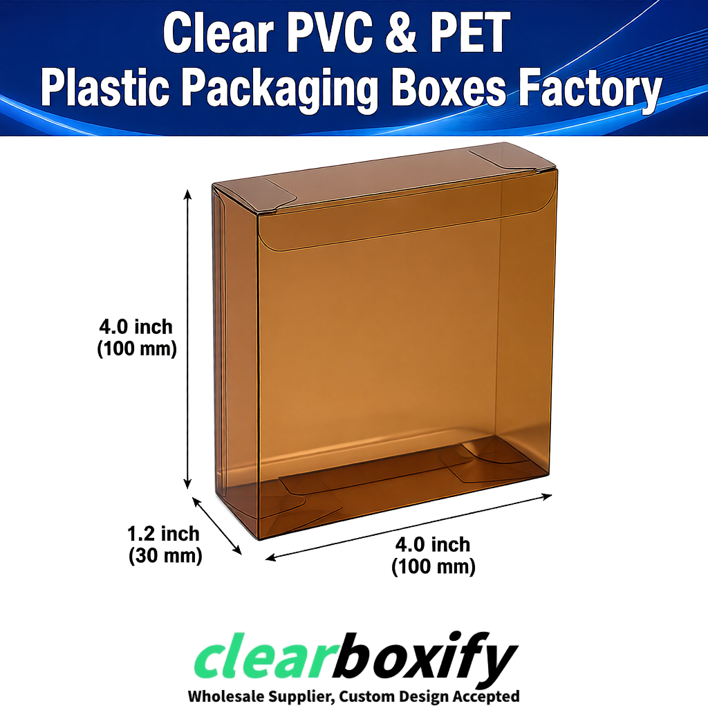 Wholesale Bronze Clear PVC & PET Boxes 90x90x90mm 100x100x30/50/100mm