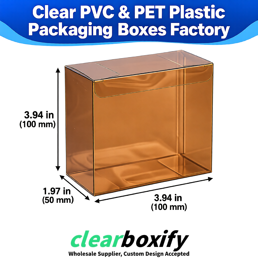 Wholesale Bronze Clear PVC & PET Boxes 90x90x90mm 100x100x30/50/100mm