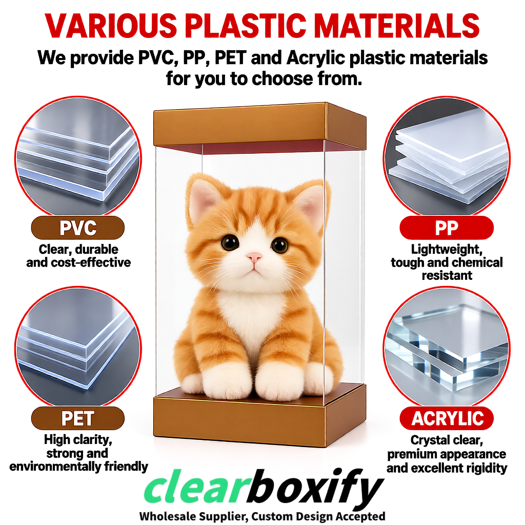 Bronze Clear Toy Display Boxes with White Base & Top | Wholesale Bulk Packaging