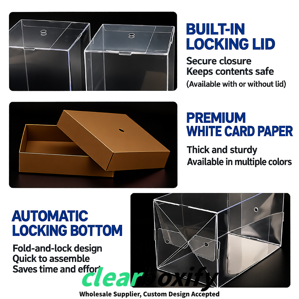 Bronze Clear Toy Display Boxes with White Base & Top | Wholesale Bulk Packaging