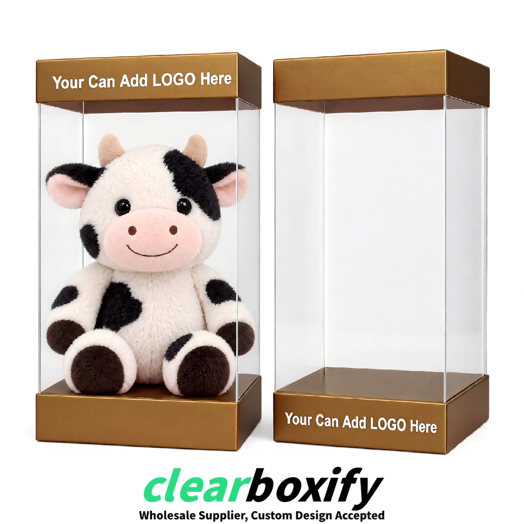 Bronze Clear Toy Display Boxes with White Base & Top | Wholesale Bulk Packaging