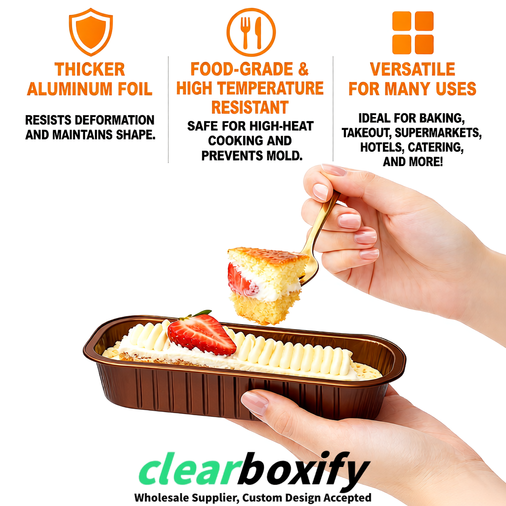 Bronze Mini Loaf Pans with Clear Lids 6.8oz Rectangular Aluminum Foil Baking Pans Supplier
