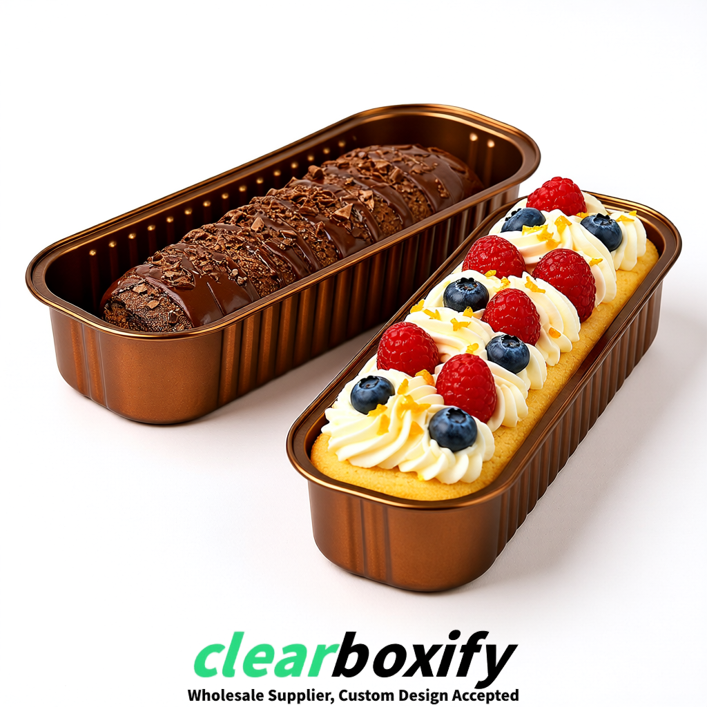 Bronze Mini Loaf Pans with Clear Lids 6.8oz Rectangular Aluminum Foil Baking Pans Supplier