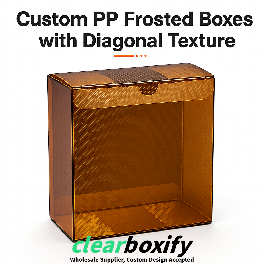 Blue Matte PP Frosted & Diagonal Texture Boxes with Diagonal Texture