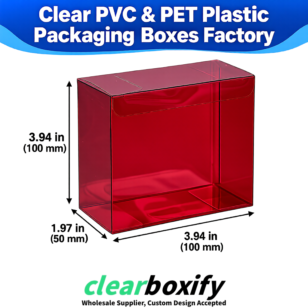 Wholesale Burgundy Clear PVC & PET Boxes 90x90x90mm 100x100x30/50/100mm