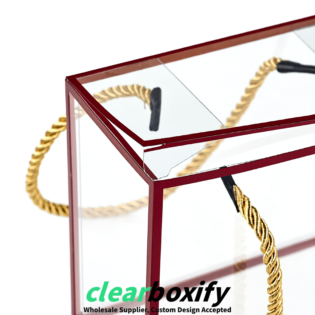 Burgundy Private Label Clear PVC, PP, PET Tote Bags & Handbags Wholesale