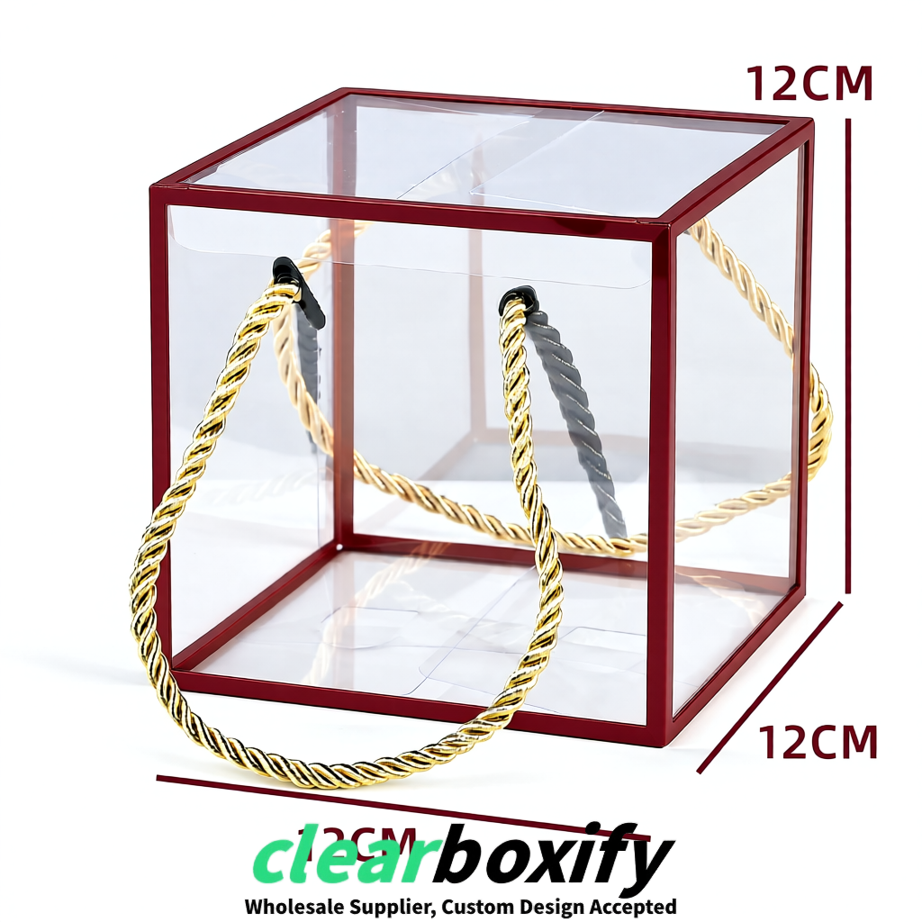 Burgundy Private Label Clear PVC, PP, PET Tote Bags & Handbags Wholesale
