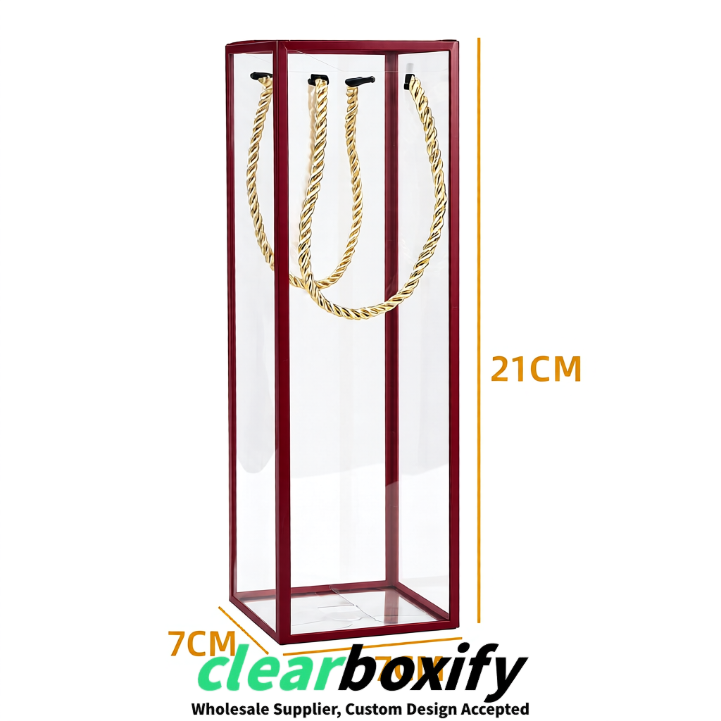 Burgundy Private Label Clear PVC, PP, PET Tote Bags & Handbags Wholesale