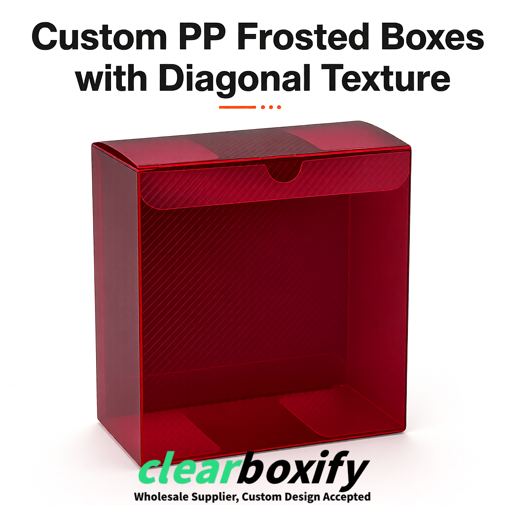 Burgundy Matte PP Frosted & Diagonal Texture Boxes with Diagonal Texture