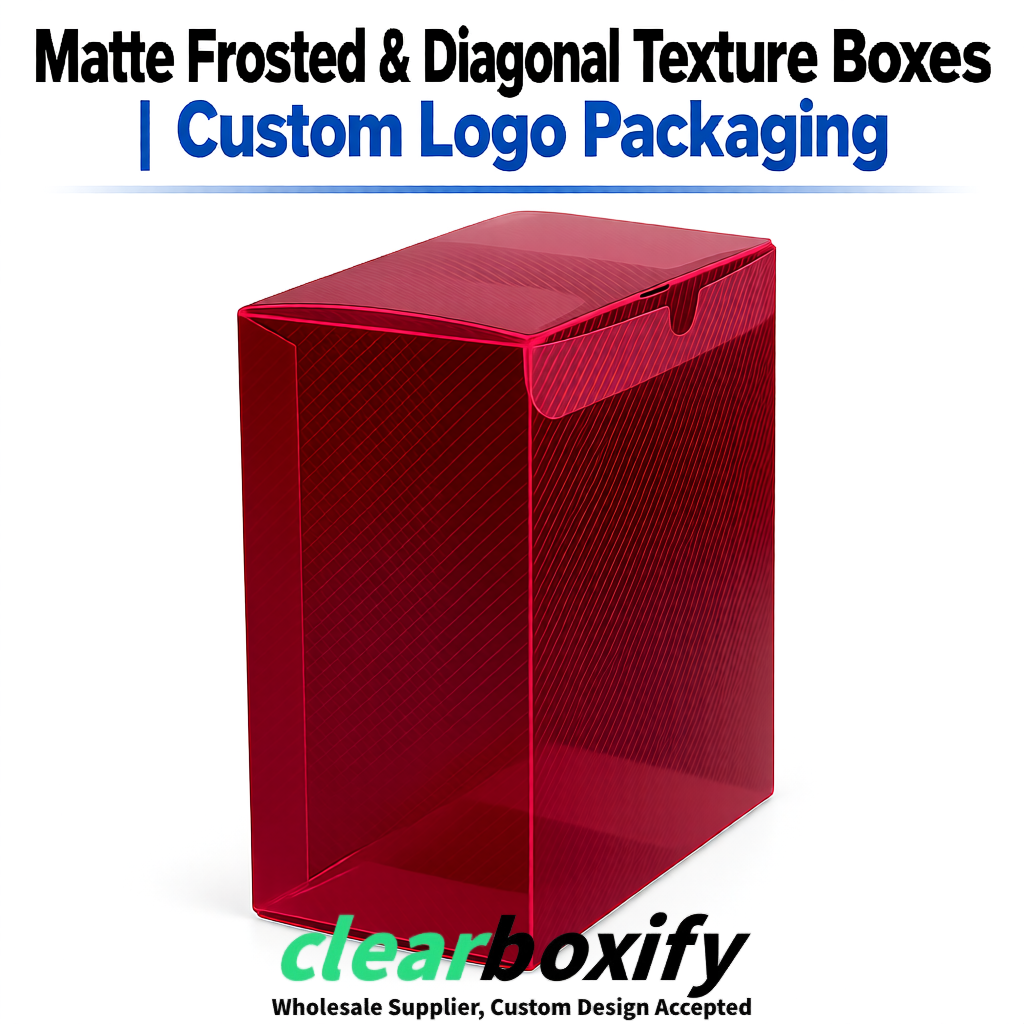 Burgundy Matte PP Frosted & Diagonal Texture Boxes with Diagonal Texture