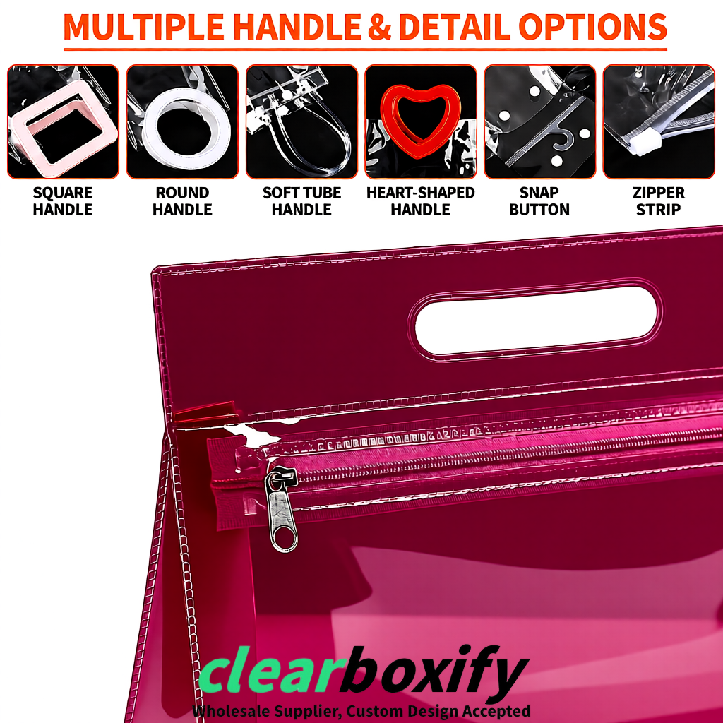Carmine EVA/PVC Cosmetic Bags | OEM/ODM Clear Zipper Makeup Pouches