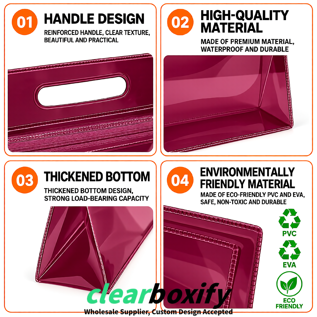 Carmine EVA/PVC Cosmetic Bags | OEM/ODM Clear Zipper Makeup Pouches